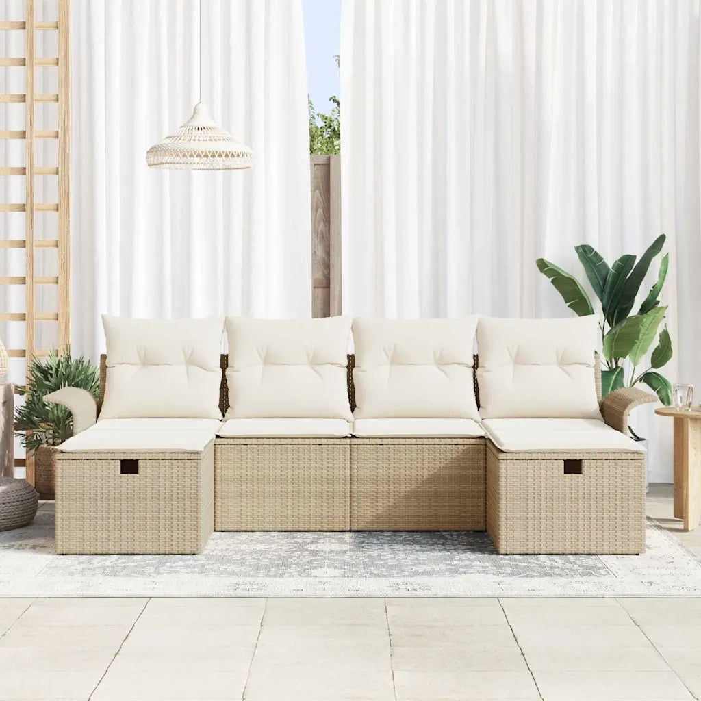 Set Divano da Giardino con cuscino 6 pcs Beige Poly Rattan 3360252