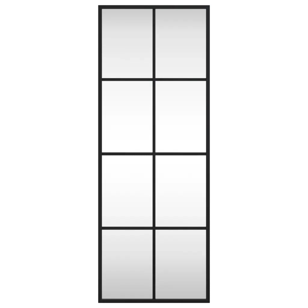 Specchio da Parete Nero 30x80 cm Rettangolare in Ferro 358642