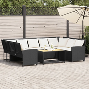 Divano da Giardino con Cuscini in Polyrattan Nero 3365328