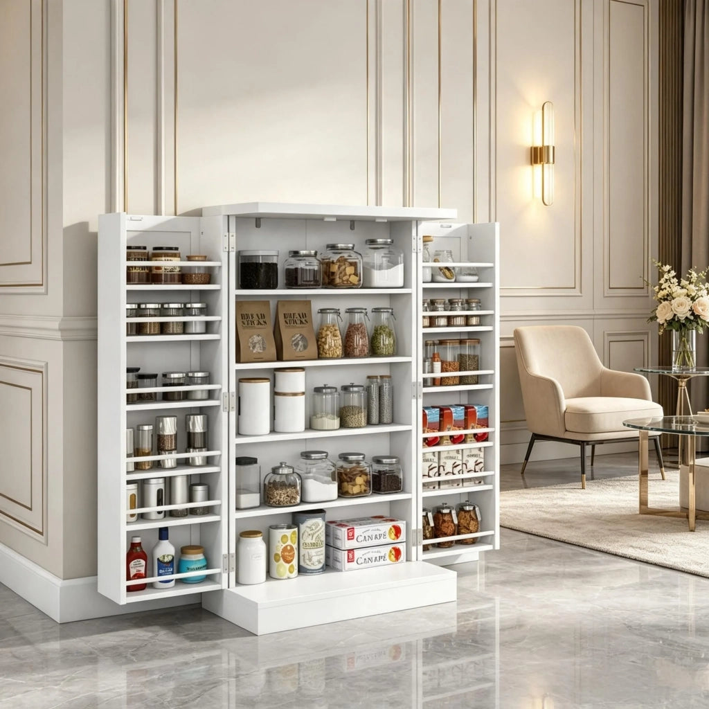 Mobile da cucina moderno, versatile e compatto. Armadio portaoggetti dal design semplice. Include solo il mobile da cucina.