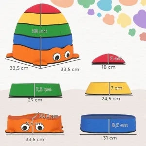 Set 5 Pietre da Equilibrio a Forma di Rana, Impilabili, in Plastica, Multicolore