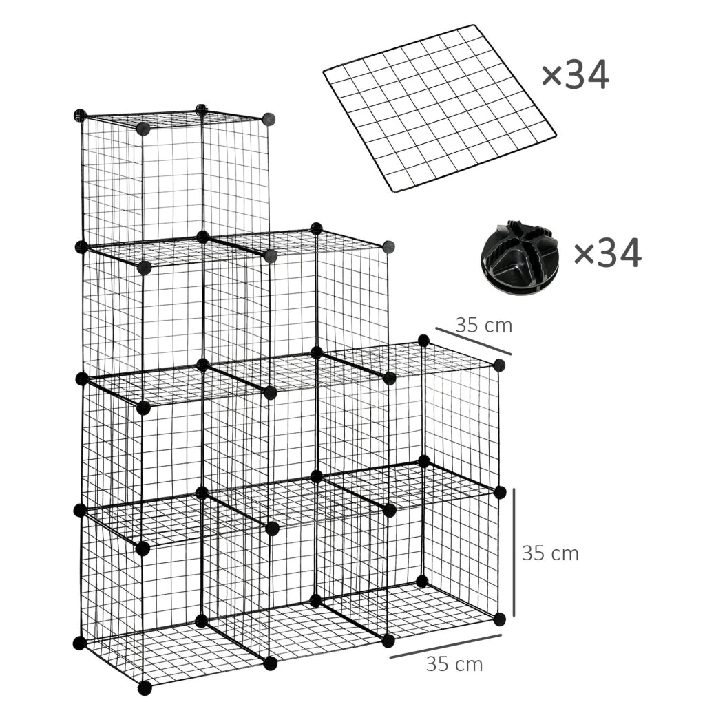 Scaffale modulare a cubi in metallo nero, 6 moduli, 35x35x35 cm, multiuso per casa e ufficio