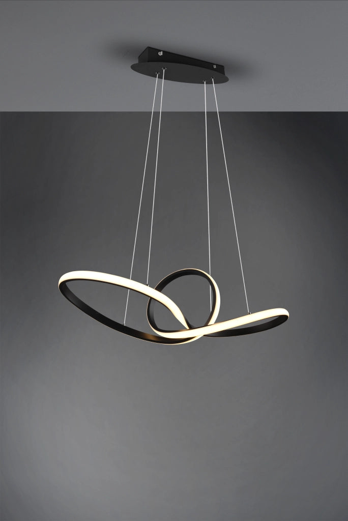 Lampada Sospensione Led Interno Lampadario a Soffitto Moderno Nero Sansa GD Trio