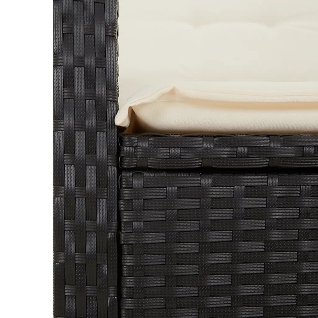 Set da Pranzo da Giardino 7 pz Nero con Cuscini in Polyrattan 3212631