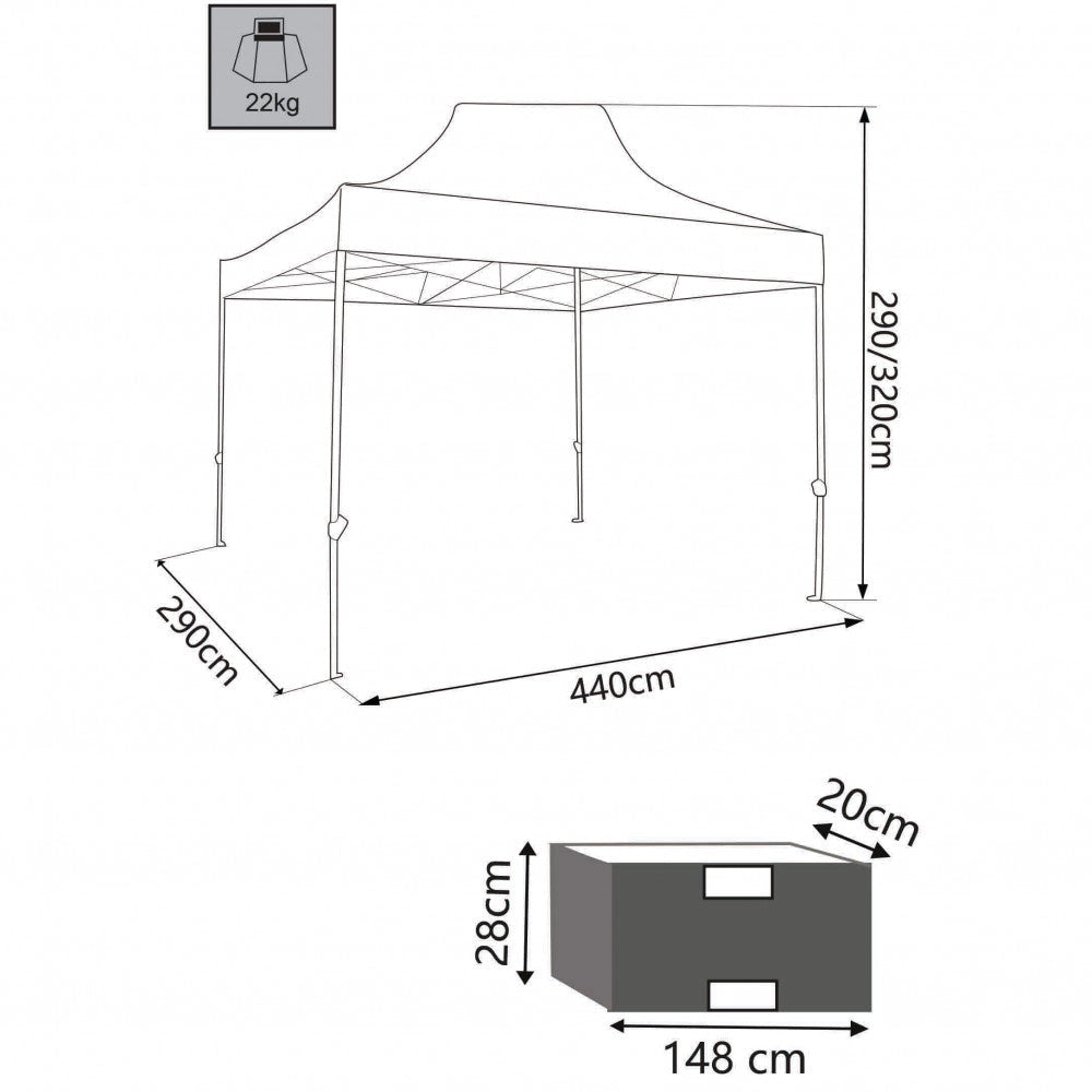 Gazebo Party 3x4,5 m in Acciaio Verde