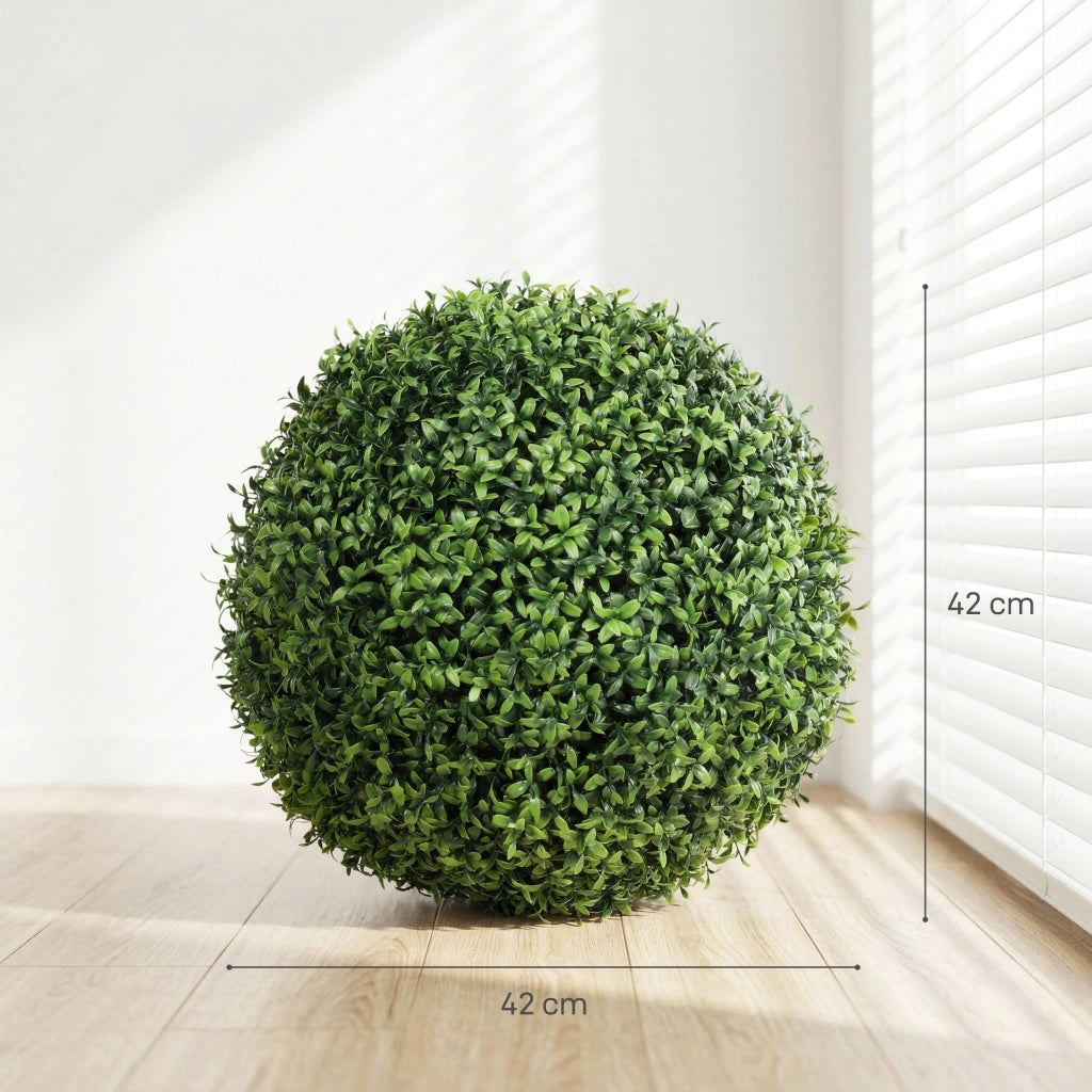 2 sfere di bosso artificiali in vaso ¨C Minimal ¨C 42 cm, interno/esterno