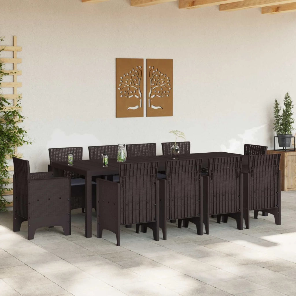 Set da Pranzo per Giardino 11 pcs Marrone Polipropilene 3378600
