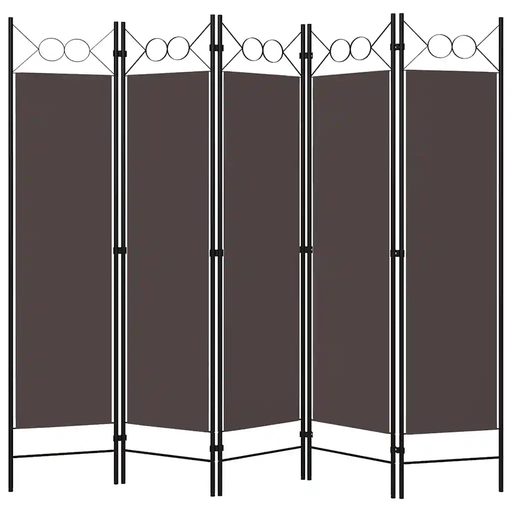 Paravento a 5 Pannelli Marrone 200x180 cm 320708
