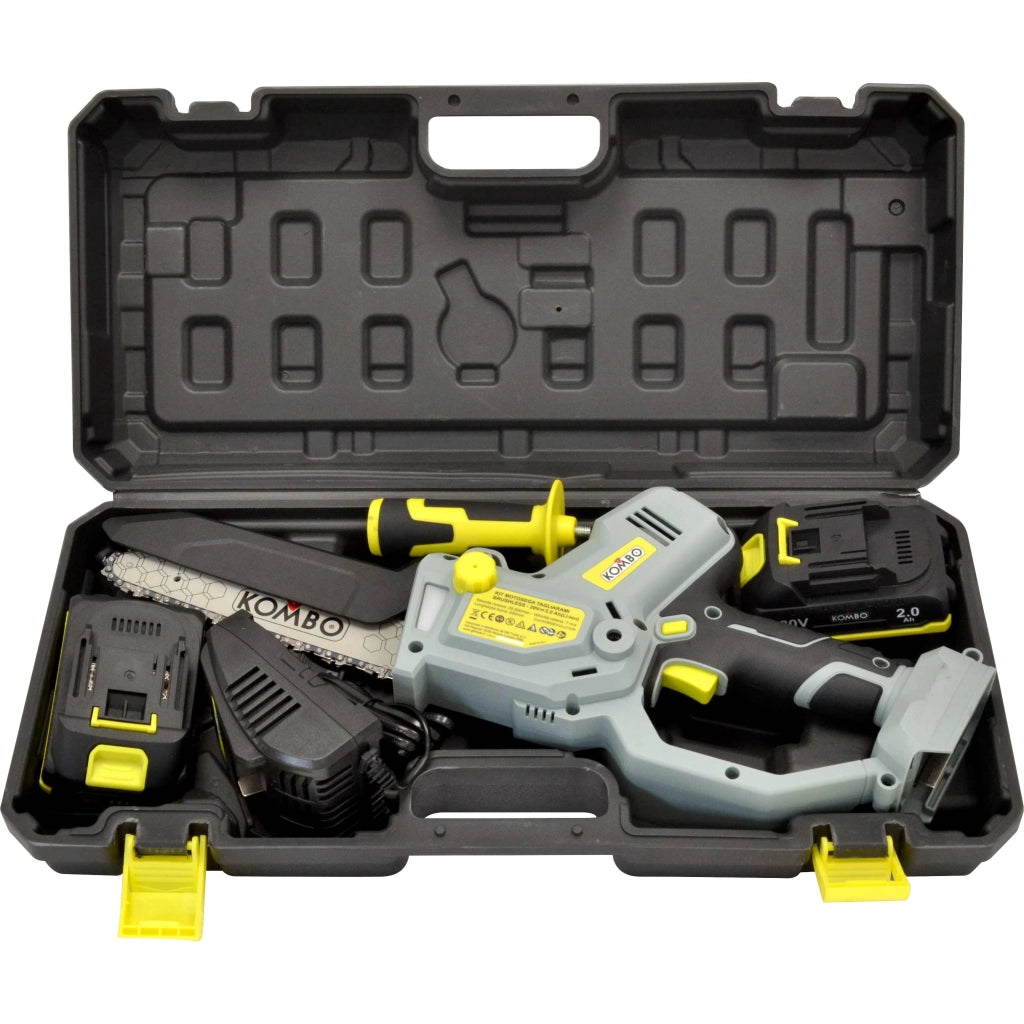 KIT MOTOSEGA BRUSHLESS 20V TAGLIARAMI  CON 2 BATTERIE