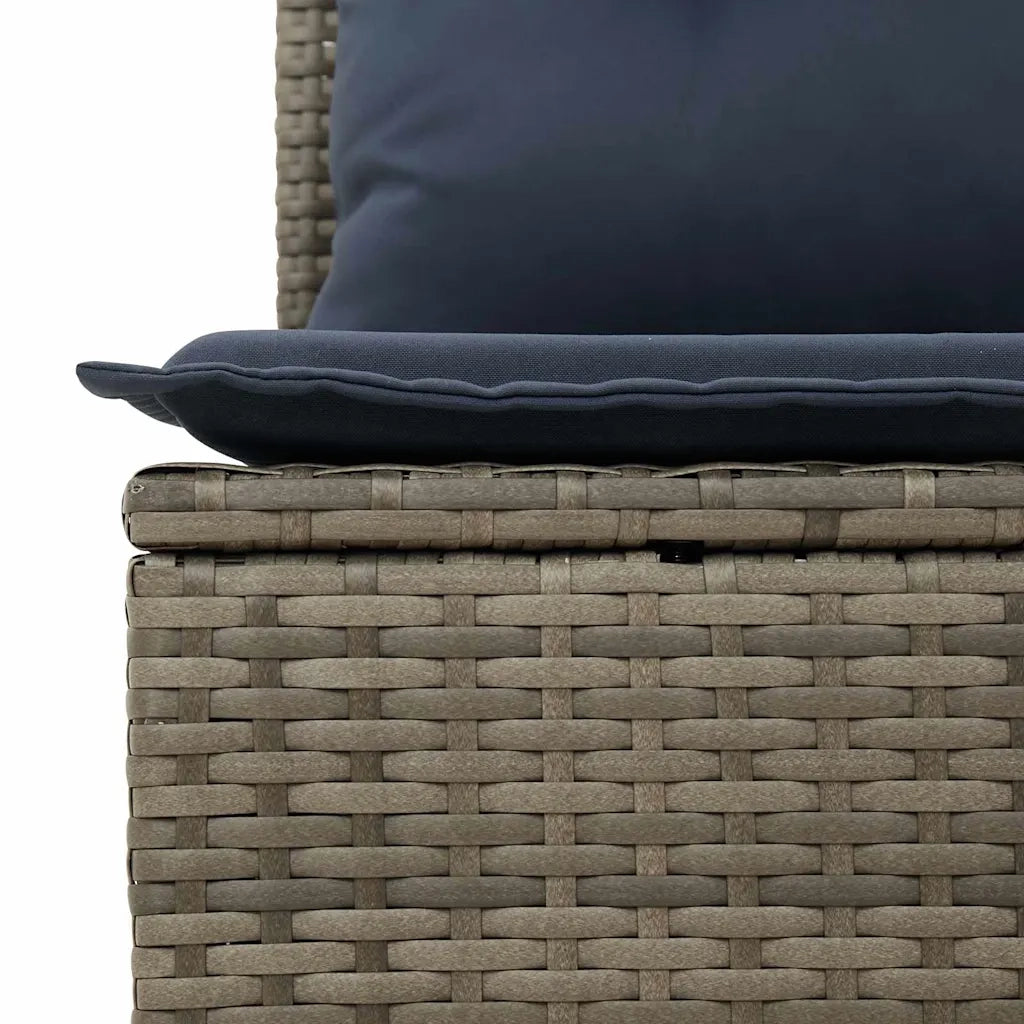 Set Divano da Giardino 9 pcs Grigio e Blu Navy polyrattan 3348851