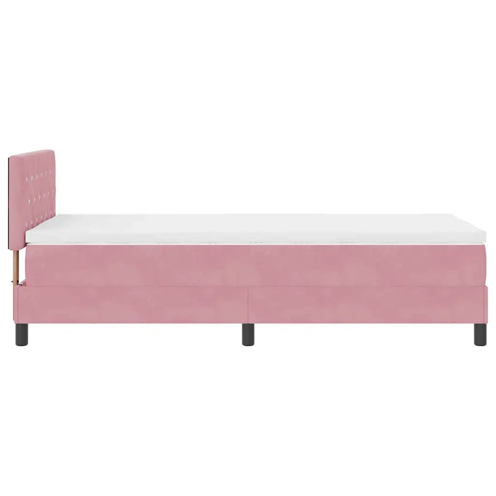 Letto a molle con materasso Rosa 100 x 200 cm Velluto 3339091