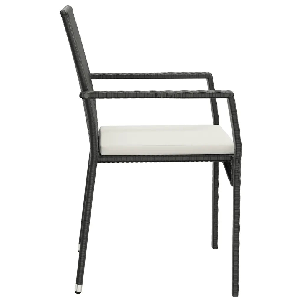 Set da Pranzo da Giardino 7 pz Nero con Cuscini in Polyrattan 3184990