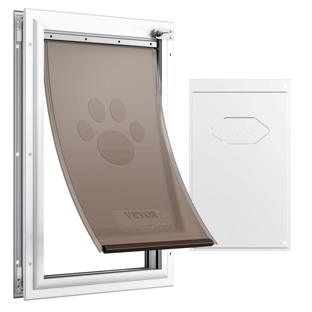 Porta per Animali Domestici con Serratura, Telaio in Alluminio 287 x 407 mm, Gattaiola Resistente alle Intemperie per Cani e Gatti, Bianco M