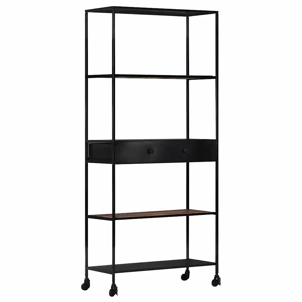 Libreria 80x35x180 cm in Legno di Mango Grezzo e Ferro 323734