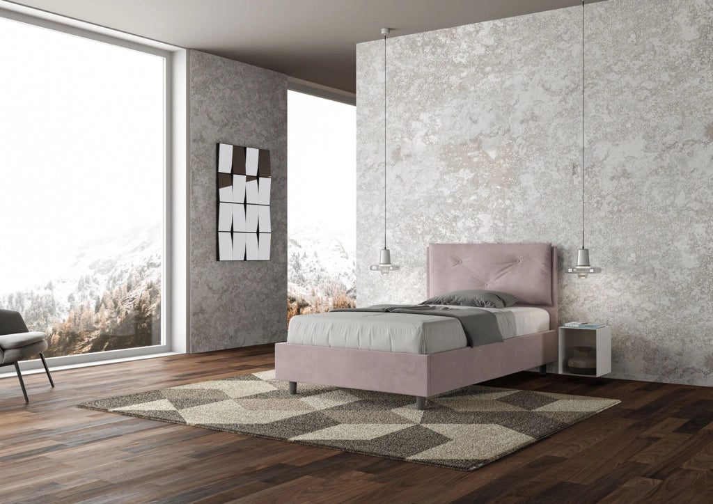Letto 1 Piazza E Mezzo 110x210 cm Senza Rete Imbottito in Microfibra Appia Large Glicine