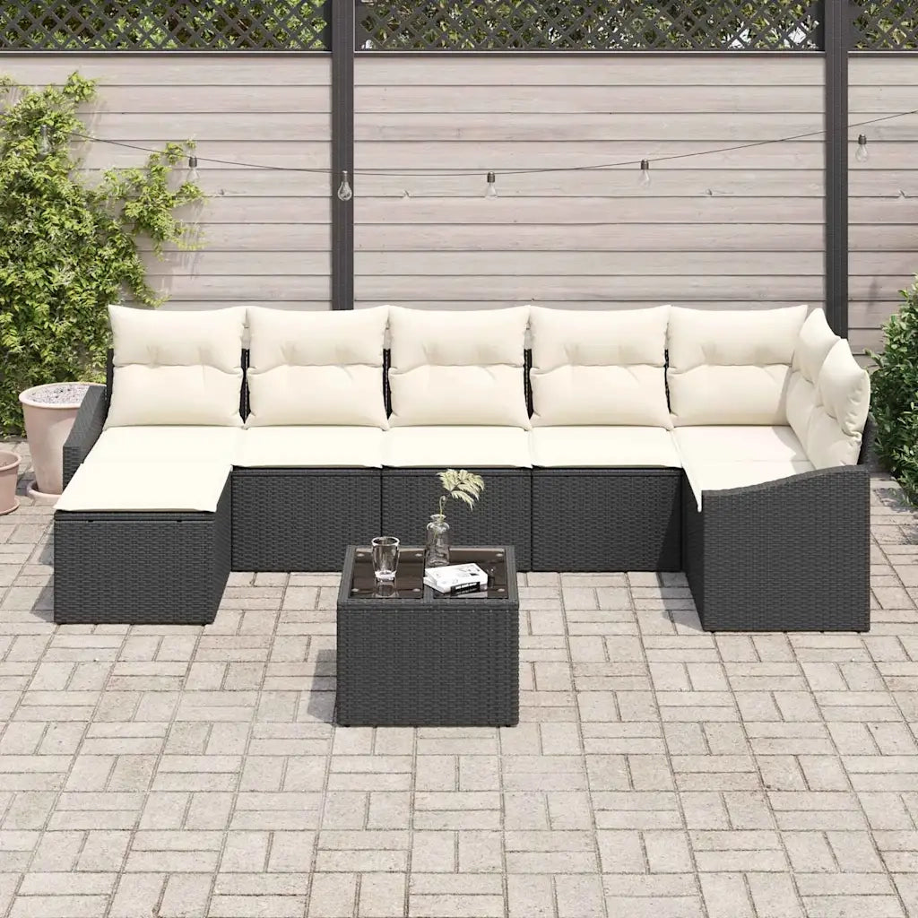 Set Divano da Giardino 8 pcs Marrone e Crema polyrattan 3355486