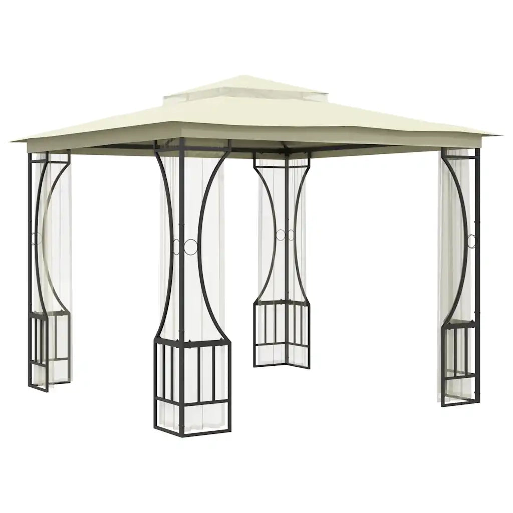 Gazebo con Rete 300x300x265 cm Crema
