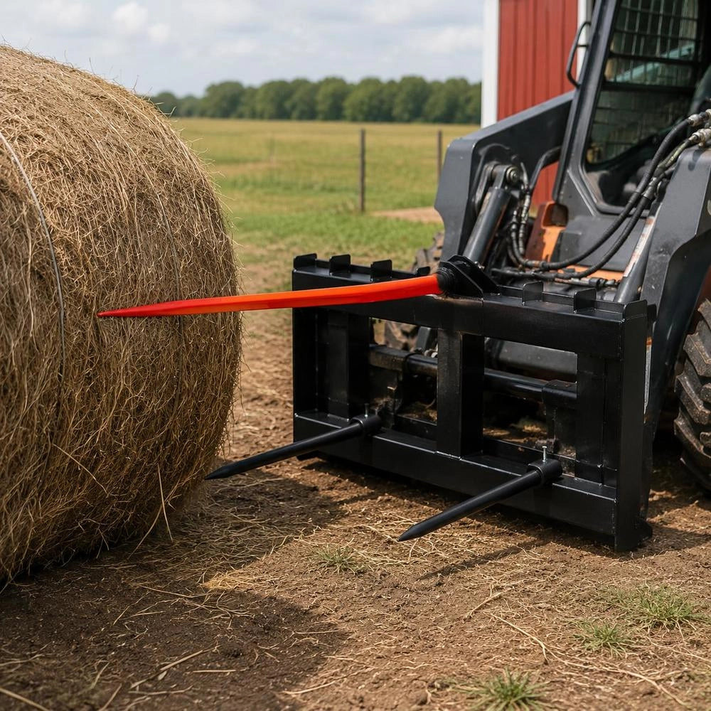 Front Loader Tines, 725kg Load Capacity, Bale Tines, Bale Spikes, Bale Transport Forks With One Spike And Two Stabilizing Spikes, Heavy-duty Tines Compatible With Compact Loaders And Tractors