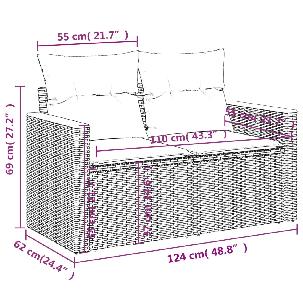 Set Divano da Giardino 6 pz con Cuscini Grigio in Polyrattan 3226221