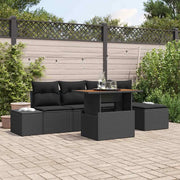 Set da Pranzo per Giardino con cuscino 6 pcs Nero e Marrone 3349953