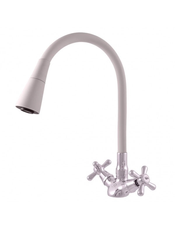 MORAVA RETRO miscelatore lavello flessibile in memory foam bianco