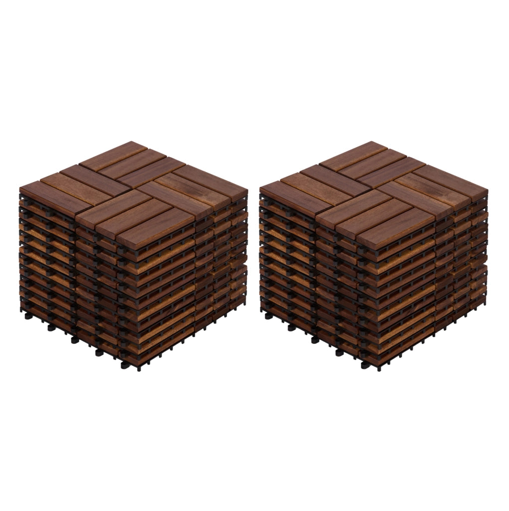 piastrelle da terrazza a incastro 30x30 cm 32 pezzi in legno di acacia marrone per balcone