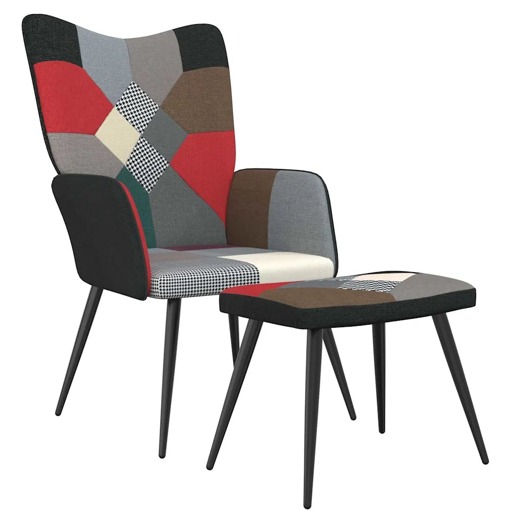 Sedia Relax con Sgabello in Tessuto Patchwork 328198