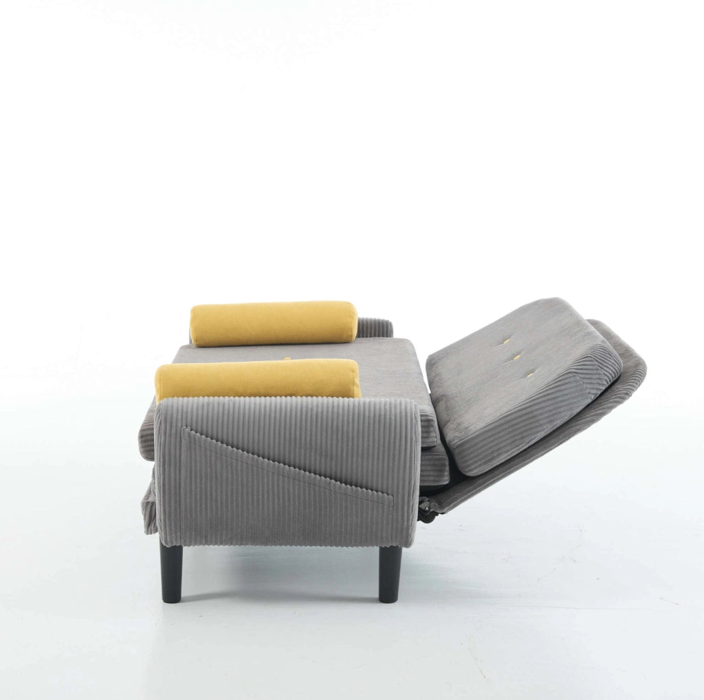 Divano Loveseat in Velluto Grigio con Contenitore, Letto e Poltrona Relax