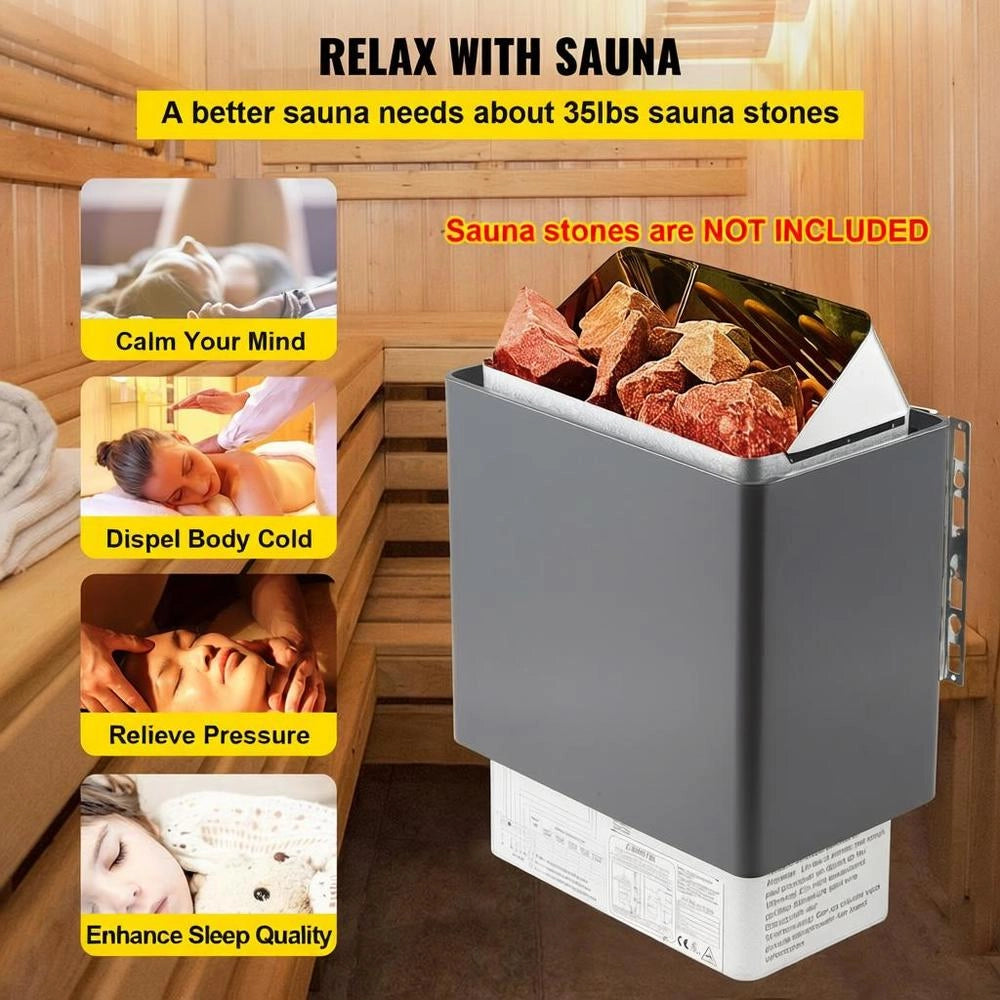 Stufa Elettrica Sauna 9KW Controllore Esterno Bagnato Secco 380-415V Domestica Spa 9-13m³