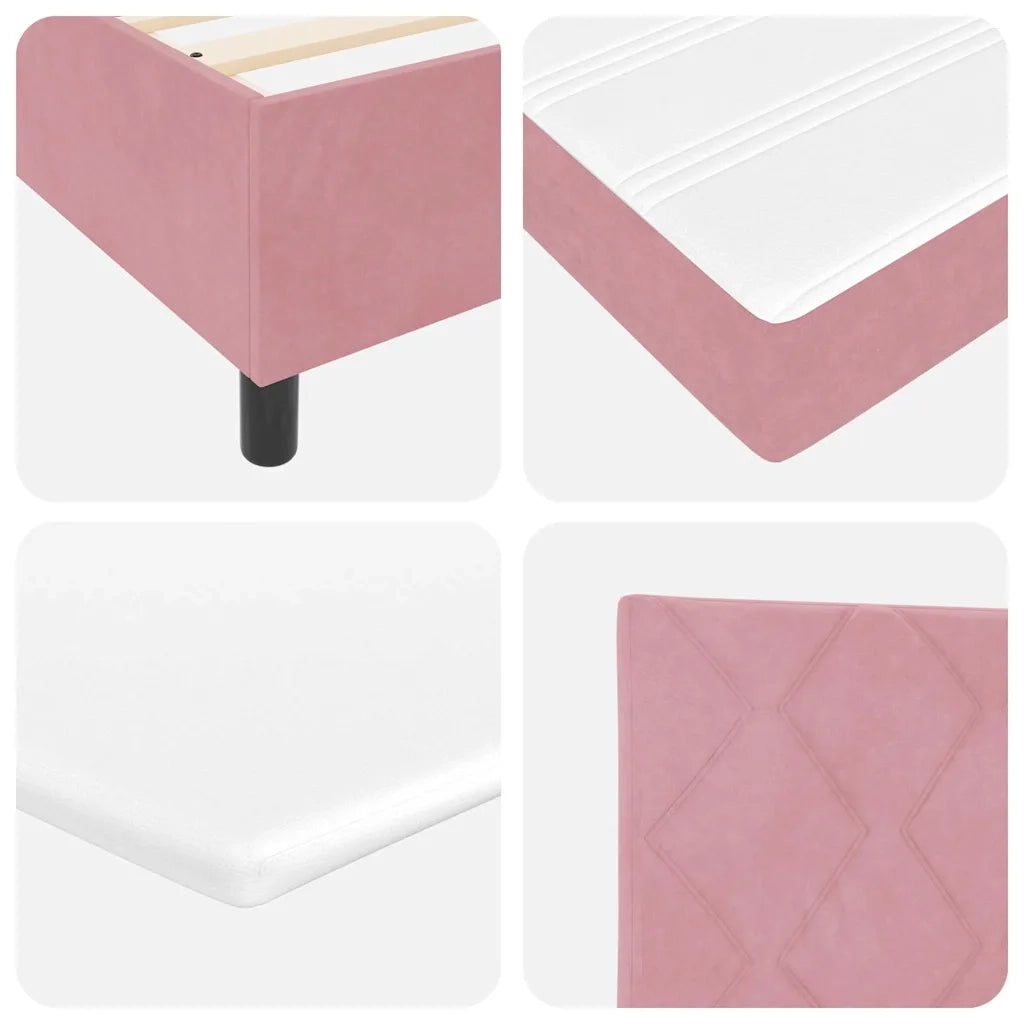 Letto a molle con materasso Rosa 180 x 200 cm Velluto 3339919