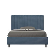 Letto una piazza e mezza senza rete imbottito 120x190 microfibra blu Agueda