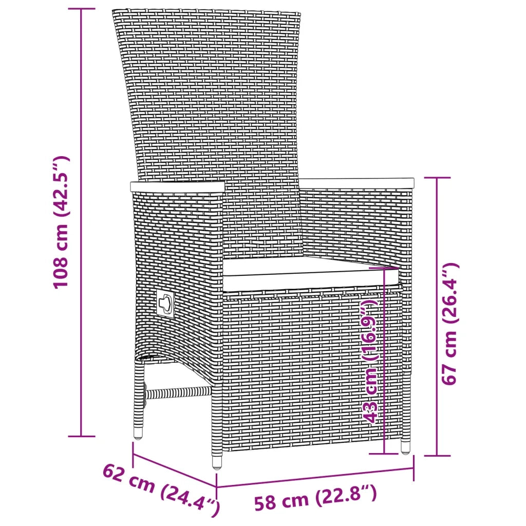 Set da Pranzo da Giardino 9 pz con Cuscini in Polyrattan Grigio 3277548