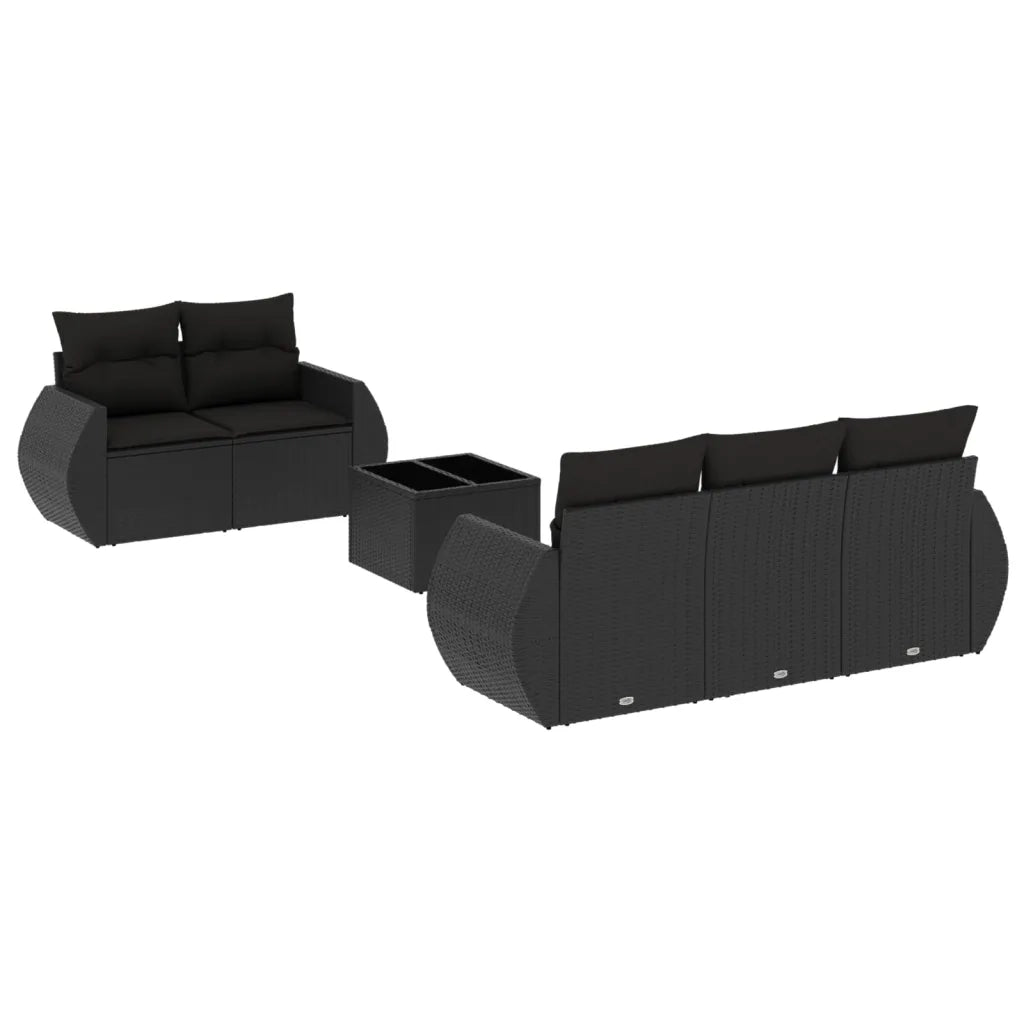Set Divano da Giardino 6 pz con Cuscini Nero in Polyrattan
