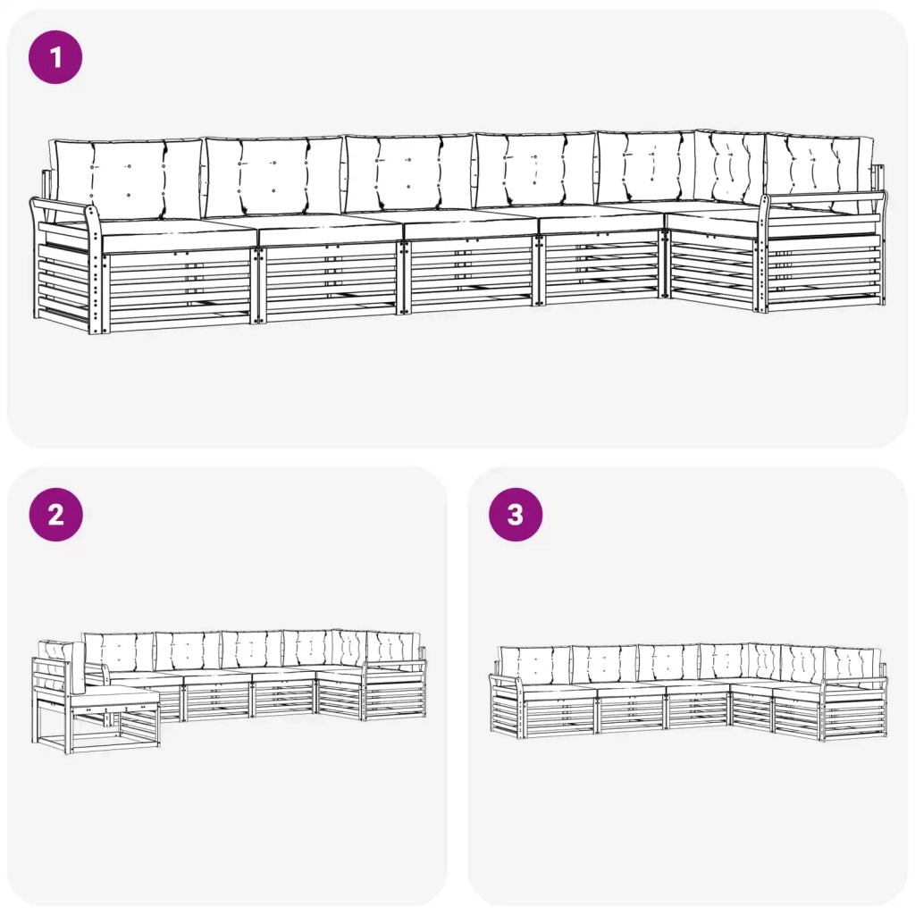 Set di divani da esterno 6 pz Bianco e Antracite Poliestere 3390567