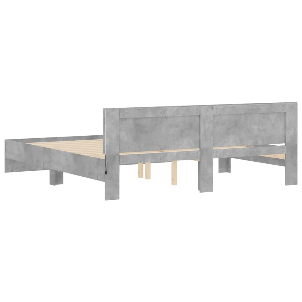 Giroletto con Testiera e LED Grigio Cemento 200x200 cm 3207584