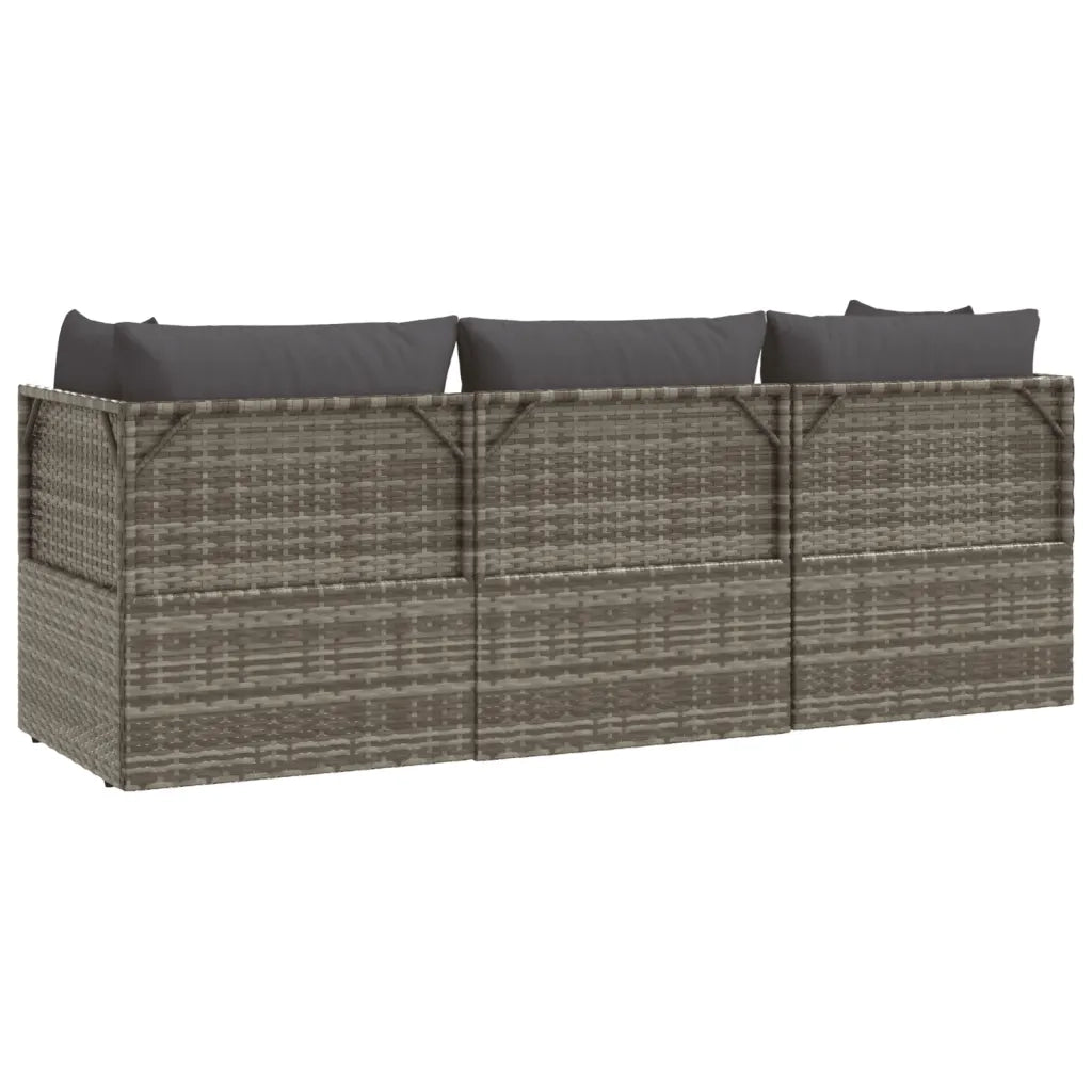 Set Divani da Giardino 3 pz con Cuscini in Polyrattan Grigio 318679