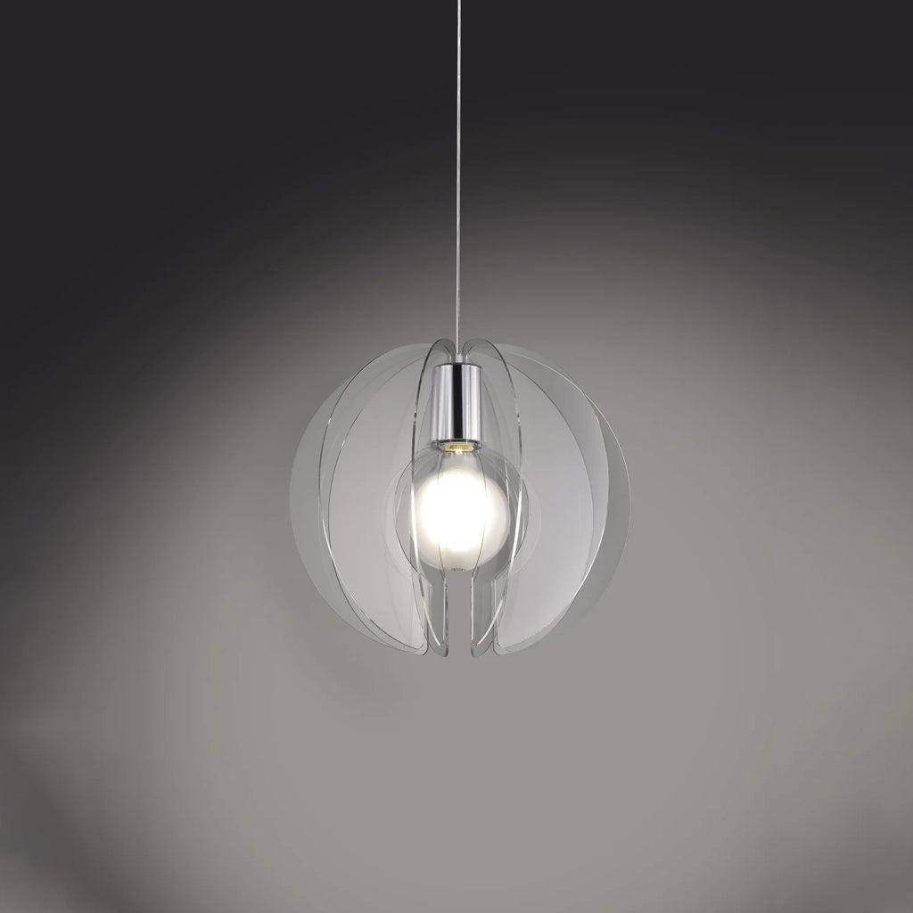 Sospensione Moderna Space Collection Polilux ® Trasparente E Metallo Cromo E27