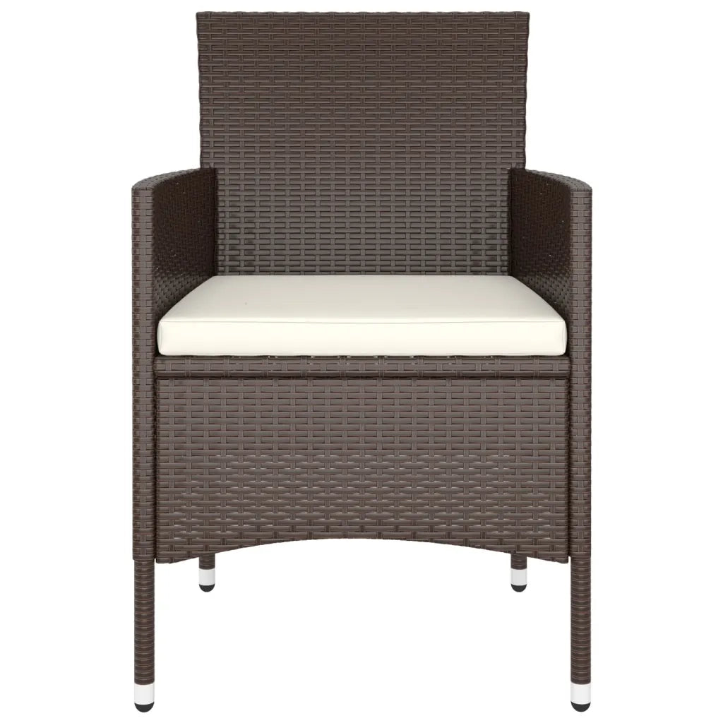 Set Bistrot Giardino 5 pz Polyrattan e Vetro Temperato Marrone