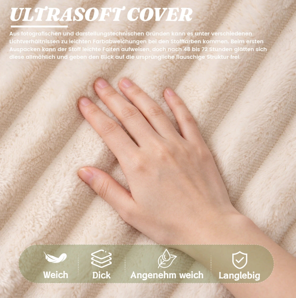 Poltrona sacco in velluto a coste beige con schienale