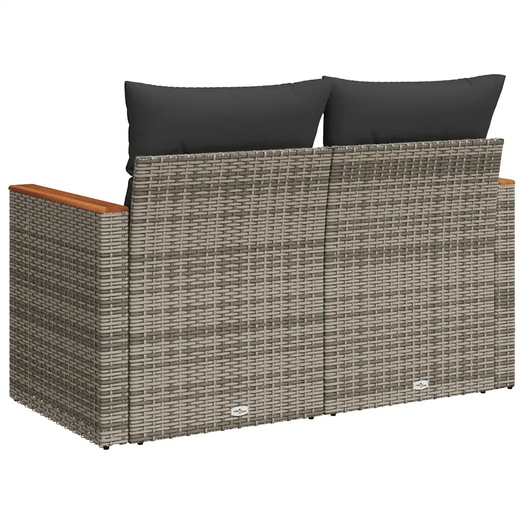 Divano da Giardino con Cuscini 2 Posti Grigio in Polyrattan 366144