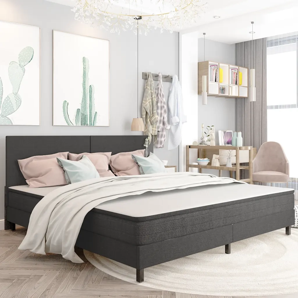 Letto a Molle Grigio in Tessuto 200x200 cm 287459