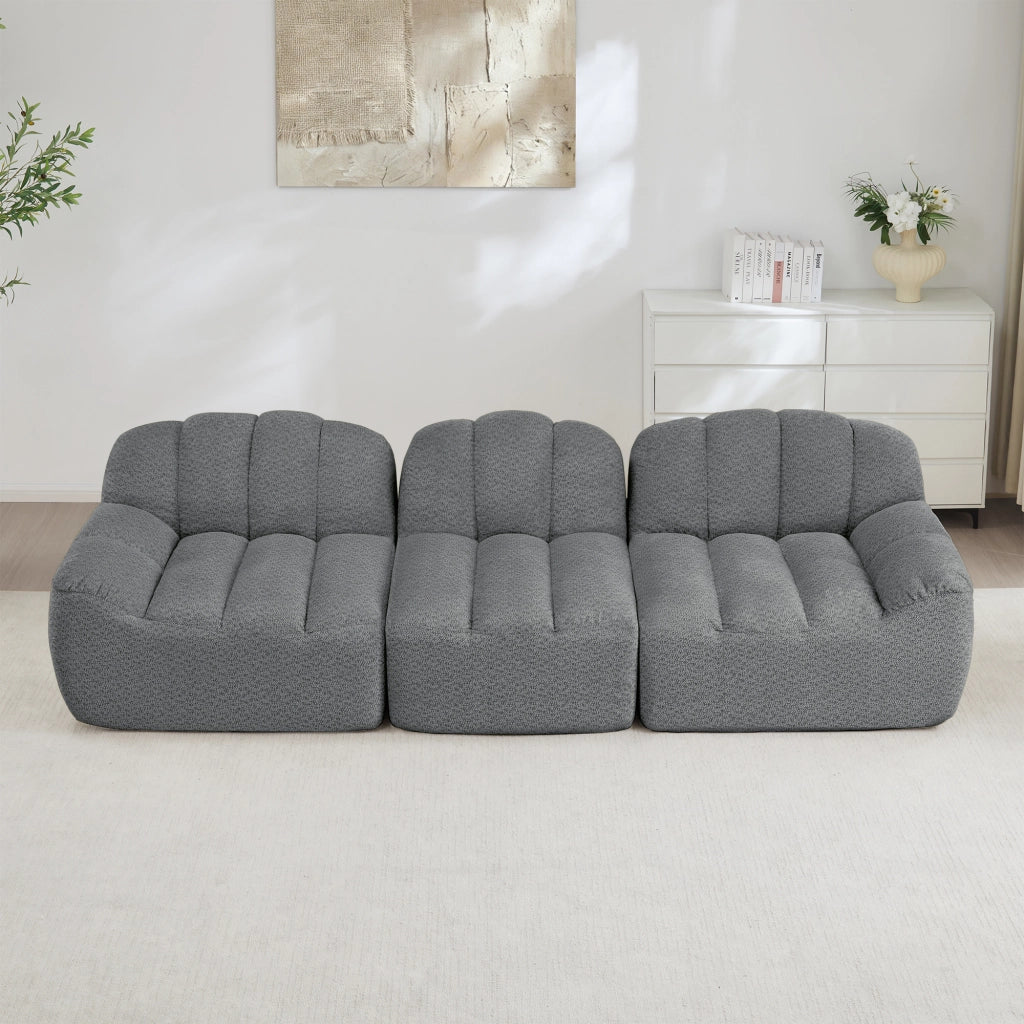 Divano 3 posti modulare imbottito ¨C MINIMAL ¨C Tessuto grigio morbido