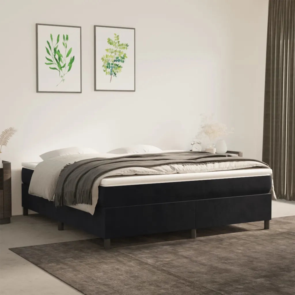 Struttura Letto a Rete a Molle Nero 180x200 cm in Velluto