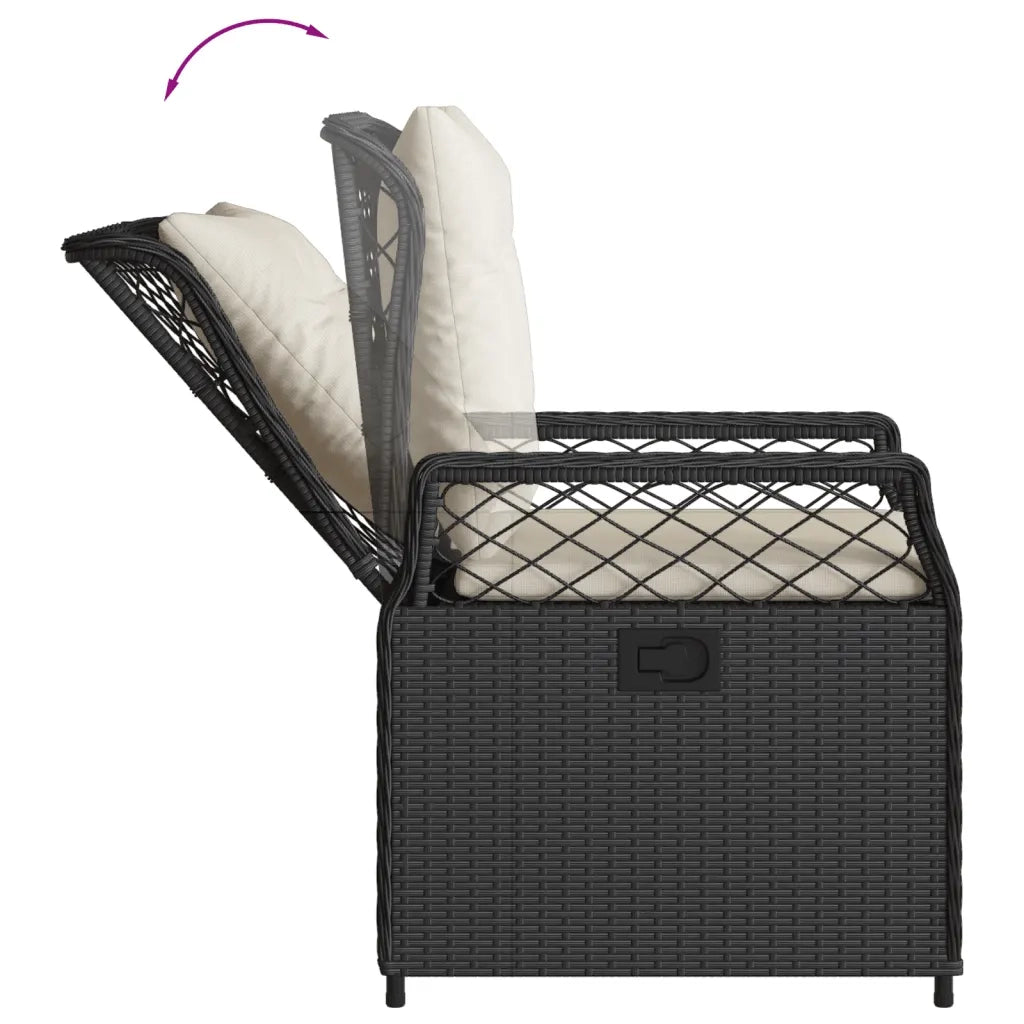 Set da Pranzo da Giardino 9 pz con Cuscini Nero in Polyrattan 3262925