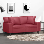 Divano a 2 Posti con Cuscini-Sofa 2 Posti con Cuscini Rosso Vino 120 cm in Similpelle 960981