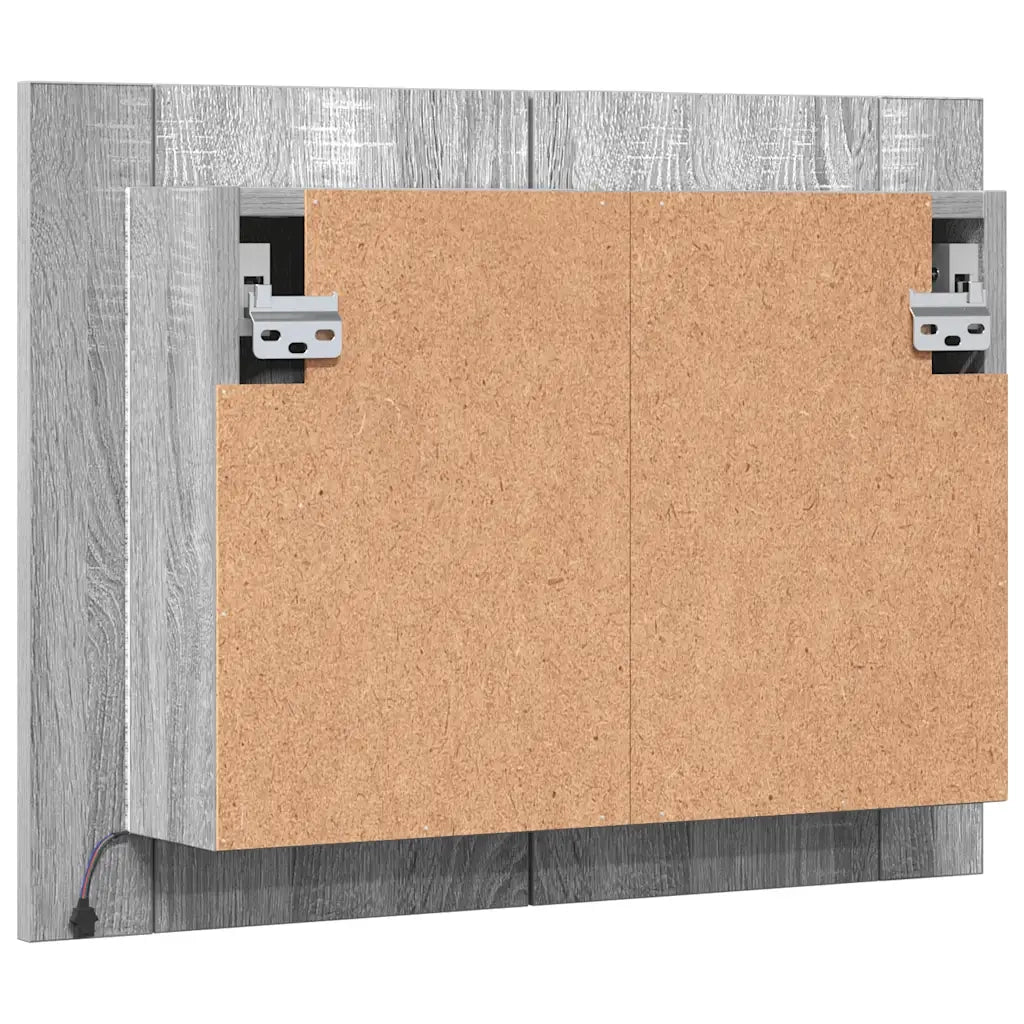 Mobile Specchio LED Grigio Sonoma 60x12x45cm Legno Multistrato 822842