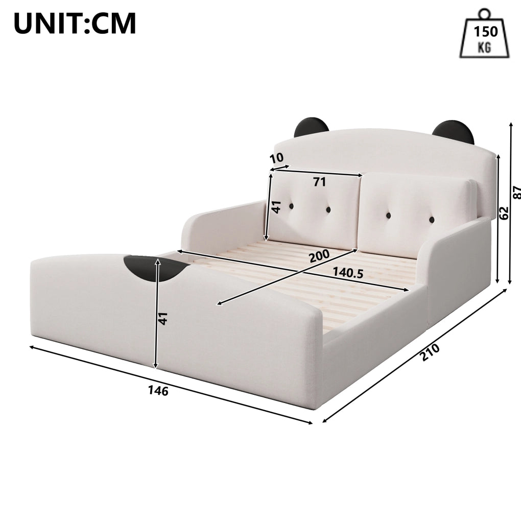 Letto imbottito 140x200 cm con testiera Orso bianco