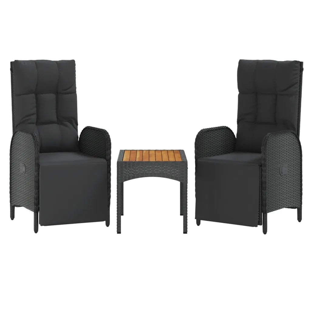 Set da Pranzo da Giardino 4 pz con Cuscini Nero in Polyrattan 3185086
