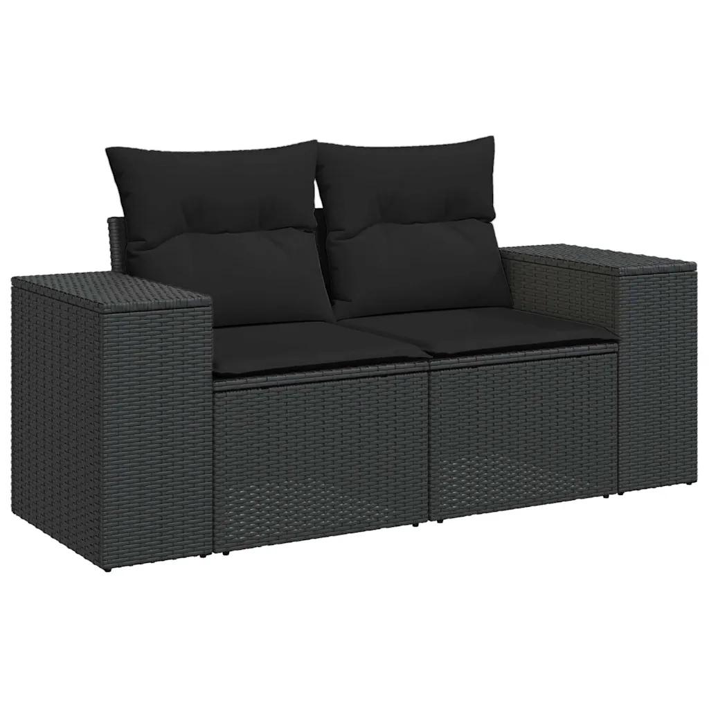 Set Divani da Giardino con Cuscini 8 pz Nero in Polyrattan 3325711