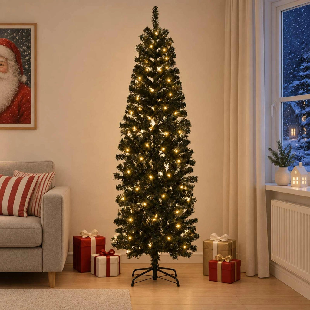 Albero di Natale Artificiale Sottile 240 cm 300 LED 3461119